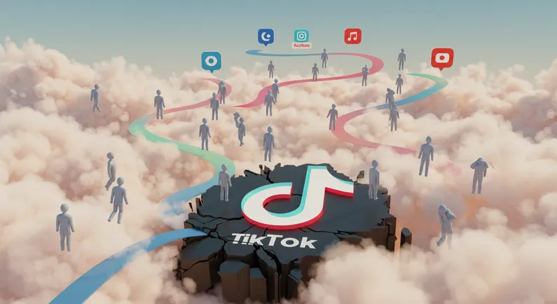 A graphic representing the merging of global and Chinese internet spaces