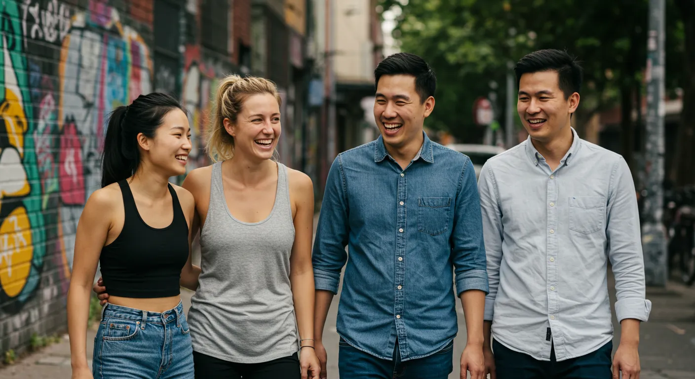 A playful graphic showing a TikTok user connecting with a RedNote user