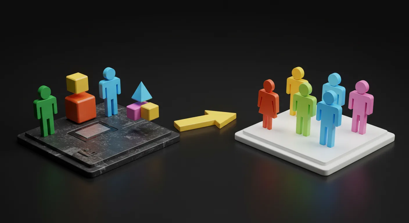 A symbolic image representing users migrating from one platform to another